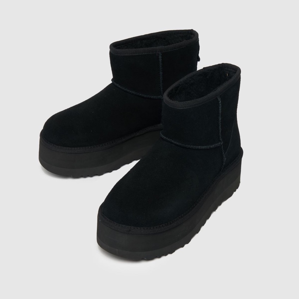 UGG Black Suede Classic Mini Platform Boots NIB - Picture 4 of 9